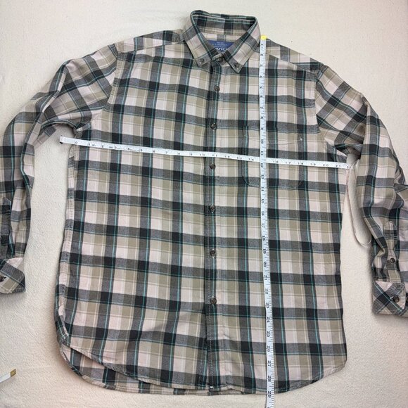 Brown + Blue Plaid Flannel Shirt Button Down Long Sleeve Vancl Camp Fall 175 96A - Picture 2 of 12